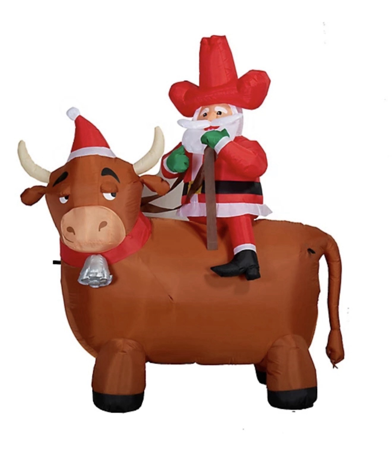 Gemmy 6.5ft Inflatable Cowboy Santa Riding a Longhorn Bull From Airblown Holiday