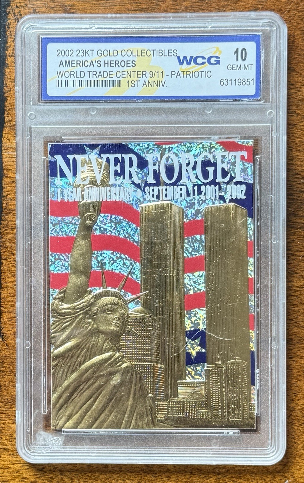 2002 23KT GOLD COLLECTIBLES AMERICA'S HEROES WORLD TRADE CENTER 9/11 WCG 10
