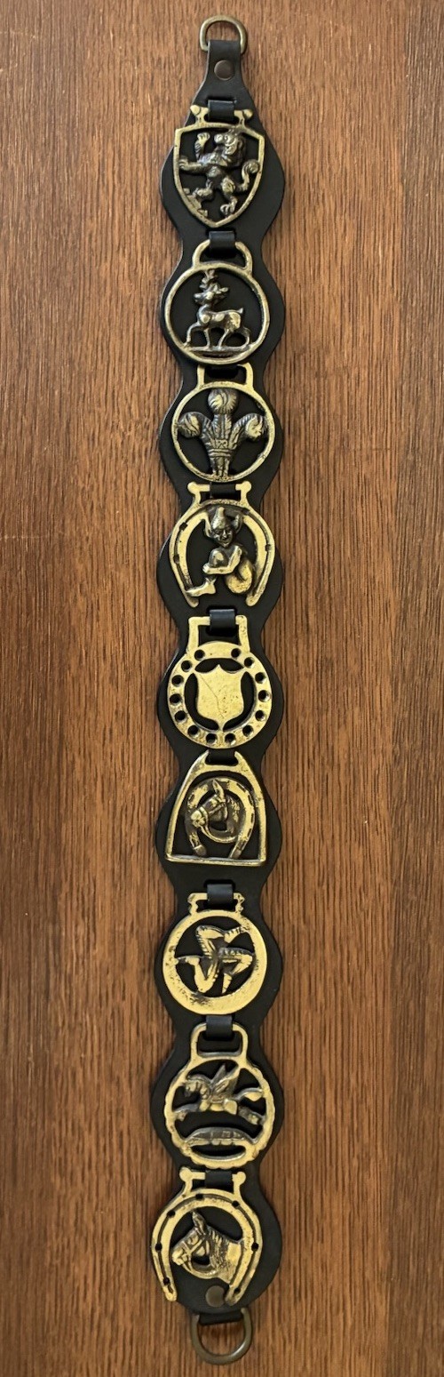 Vintage British Horse Brass Martingale 9 Sand Cast Medallions Made in England