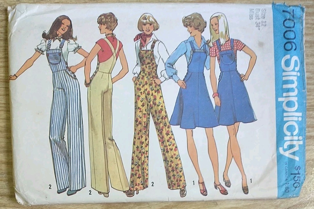 VTG Simplicity Pattern 7006 Miss Size 12 Wide Leg Overall Pants Short Jumper CUT