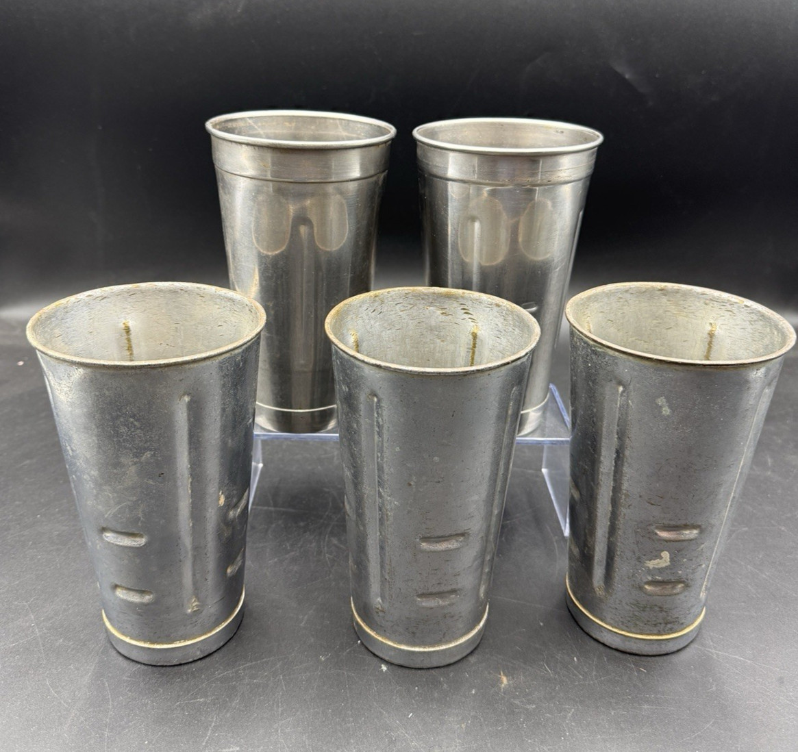 Lot of 5 Vtg Stainless Steel Milkshake Malt Mixer Cups