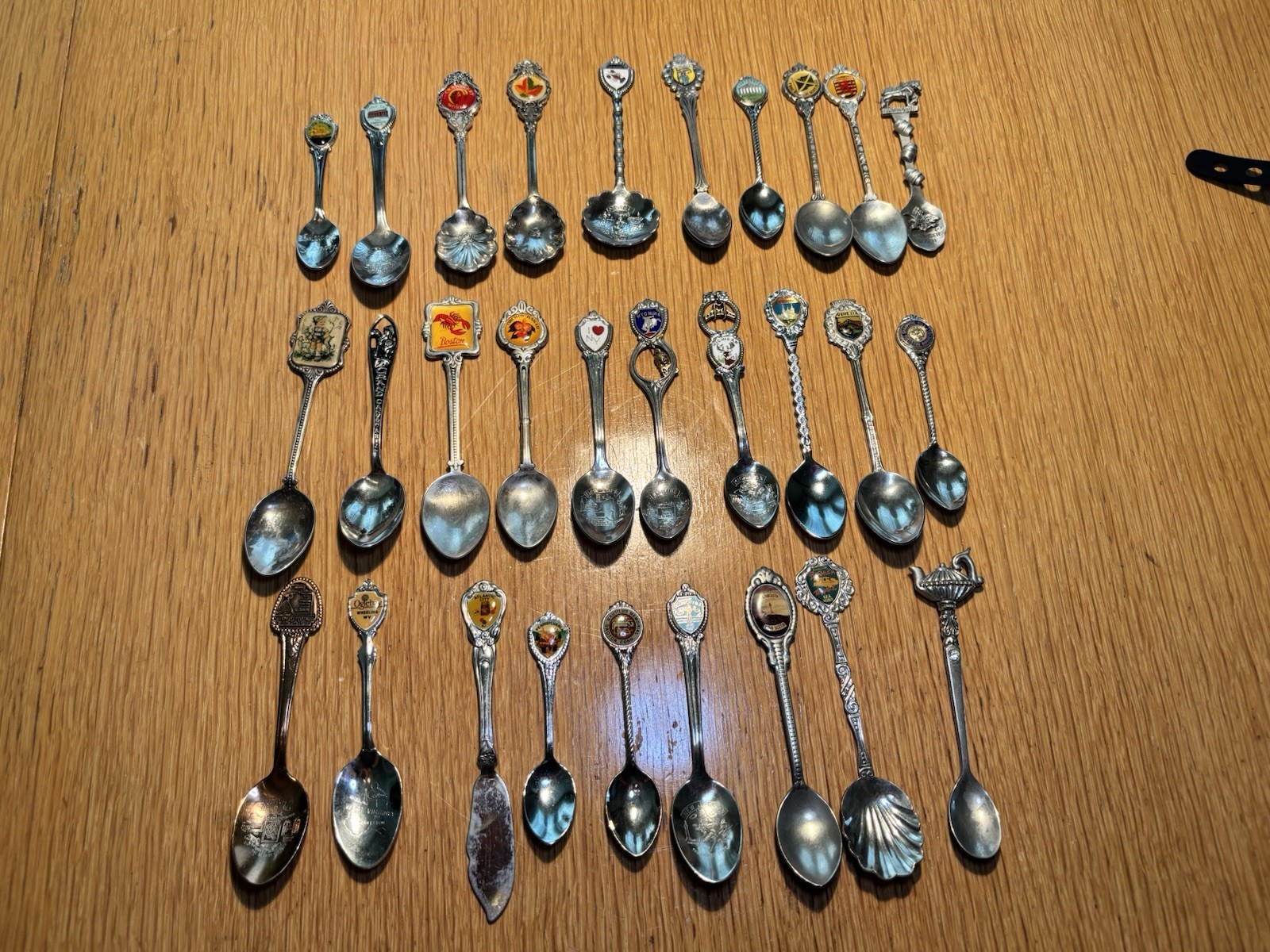 Lot of 29 Vintage Souvenir Travel Spoons – Mixed USA & International Collection