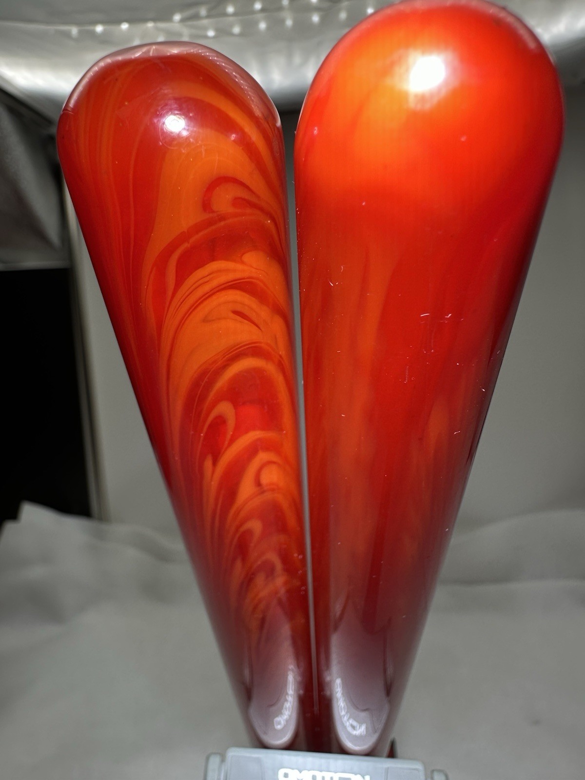 2-RODS VINTAGE BAKELITE Marbled Red Swirl Color ROD 586GRAMS
