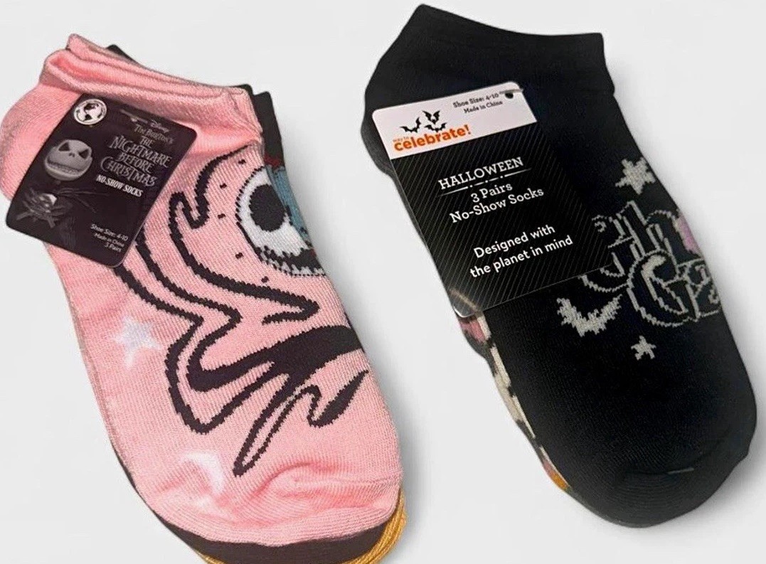 Nightmare Before Christmas & Halloween Socks Lot 6 Pairs No Show adult Size 4-10
