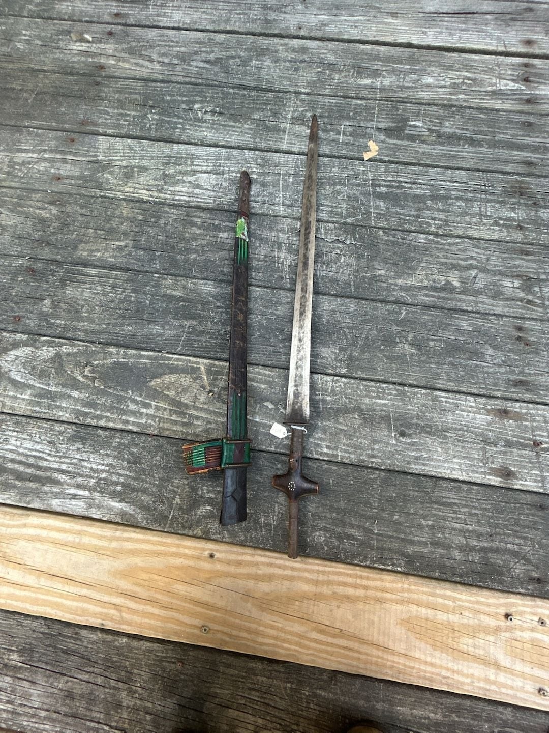 Vintage African Tuareg Takouba Sword with Leather Scabbard