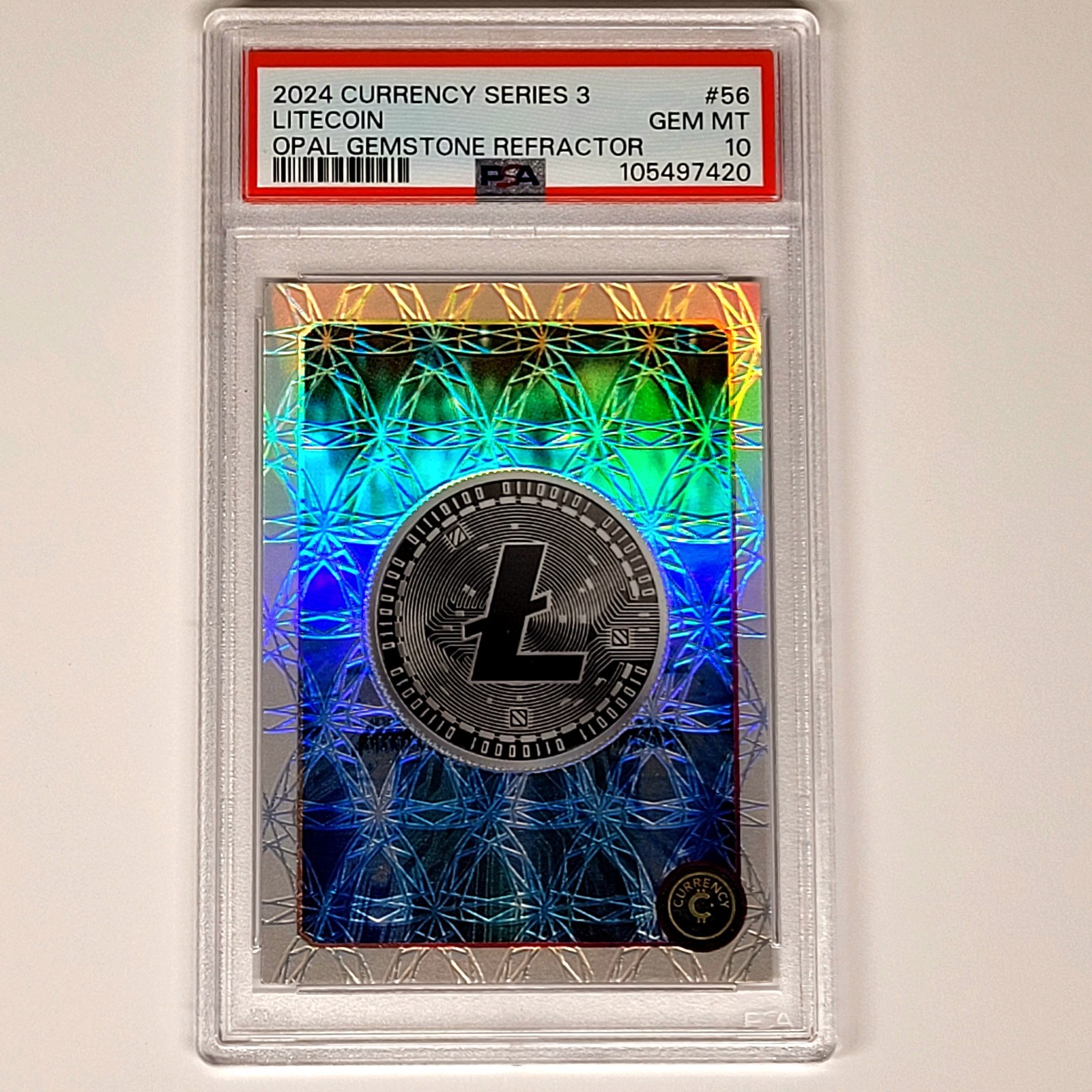 POP 1 PSA 10 GEM 2024 Cardsmiths Litecoin #56 Opal /45 Refractor Crypto Bitcoin