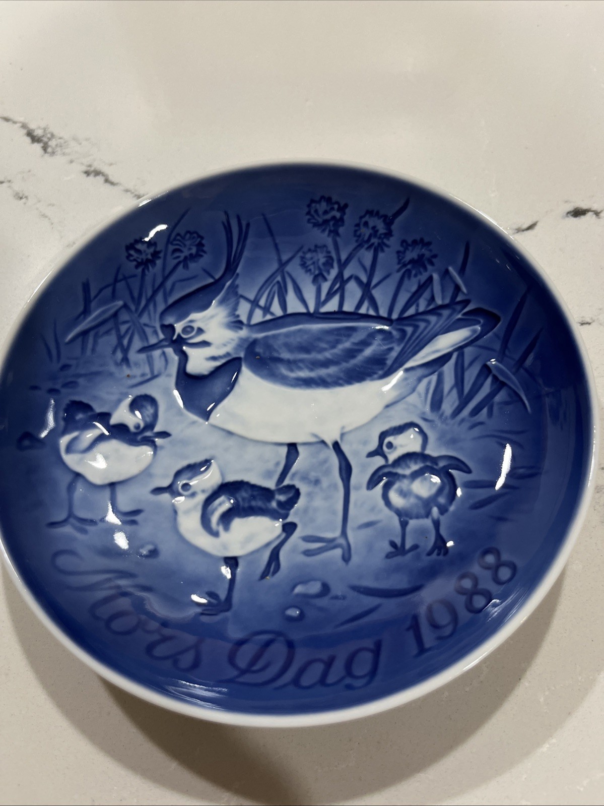 Vtg Bing & Grondahl 1988 Mother\'s Mors Day Plate Plover & Fledglings Box COA +