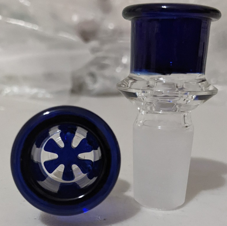 18mm Glass SNOWFLAKE SCREEN Slide BOWL Male for Water Pipe Bong (1 - ONE) Blue
