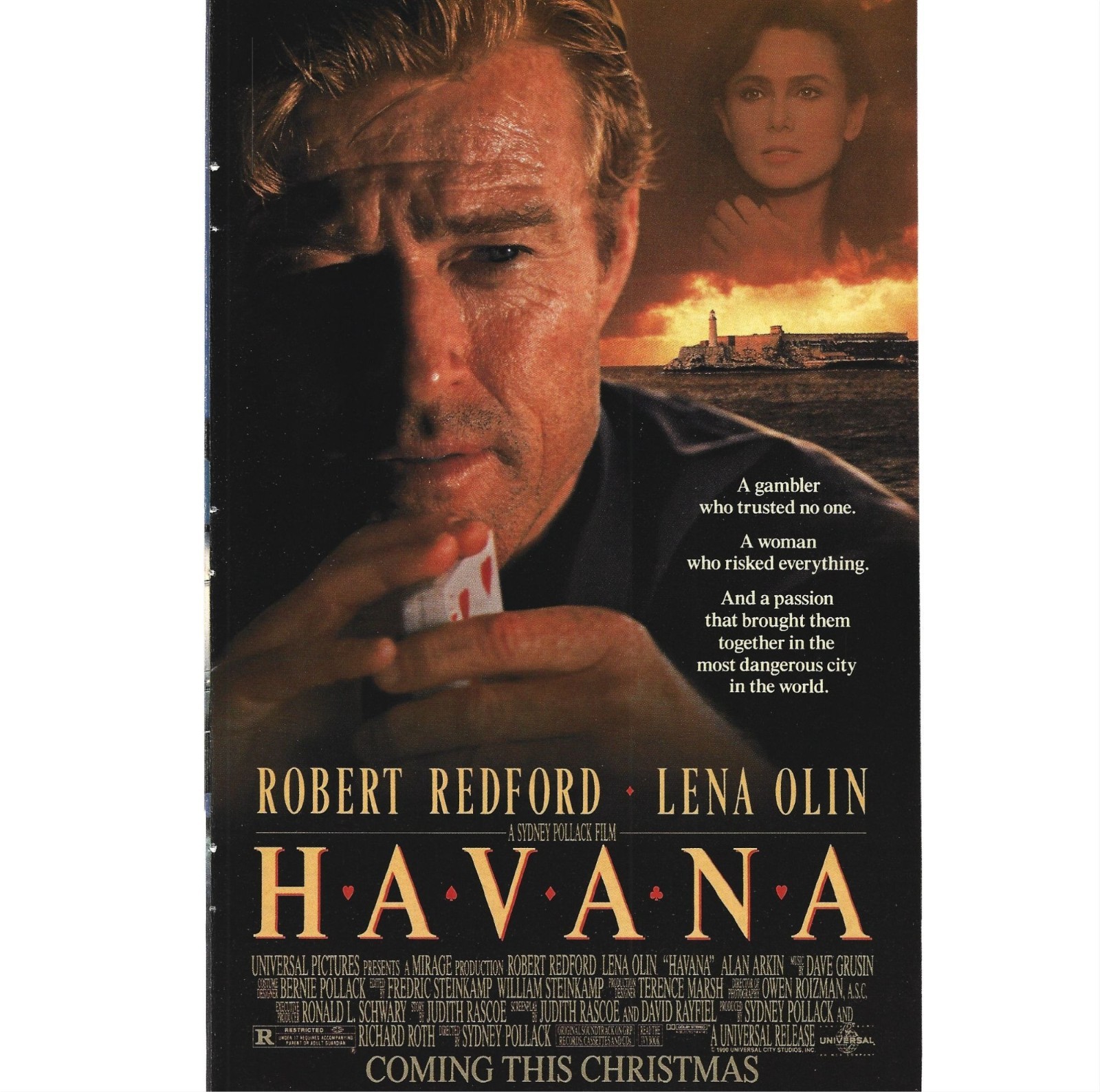 Havana 1990 Vintage Print Ad Pollack Film Robert Redford Lena Olin Print AD