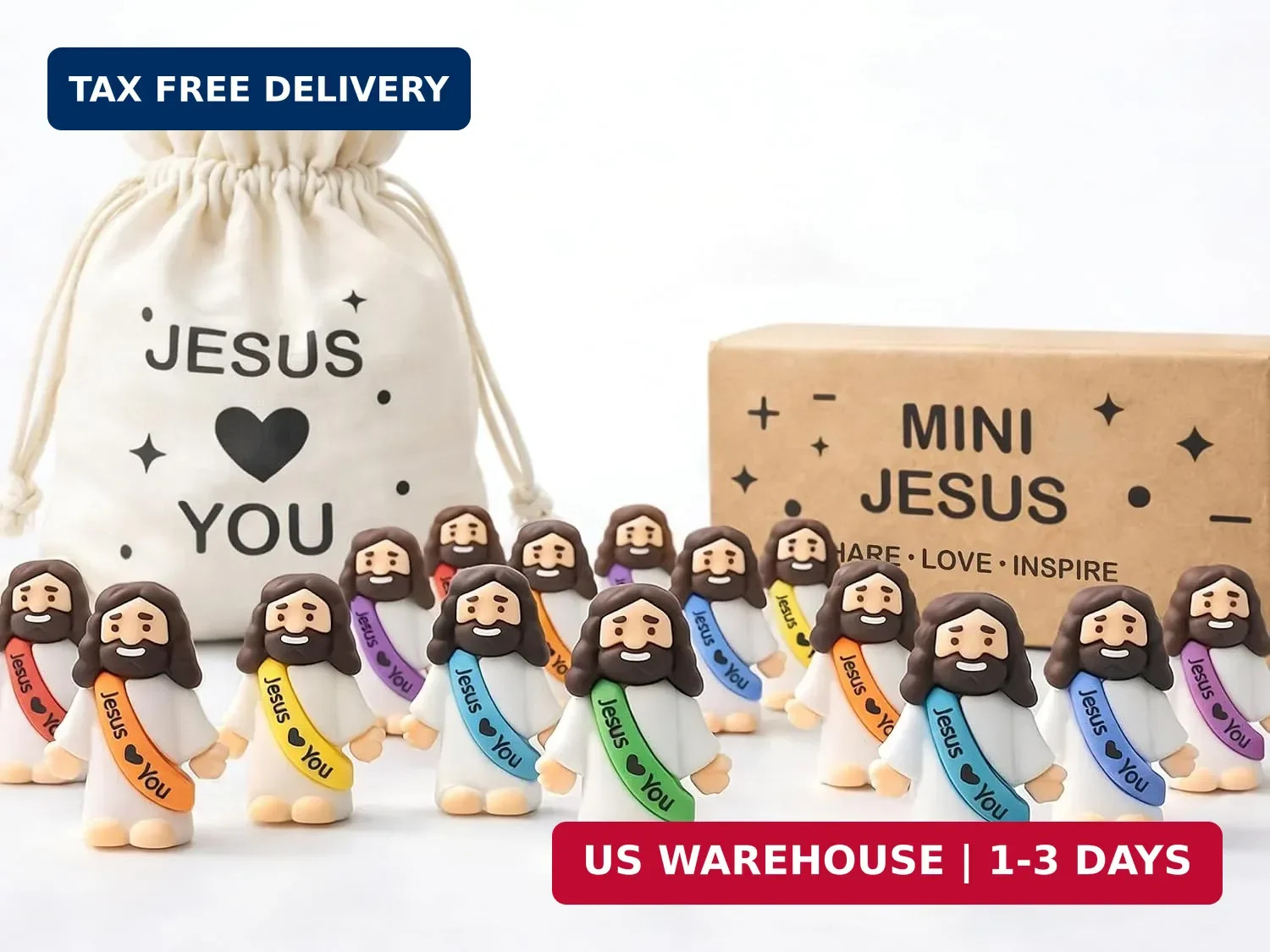 105PCS Mini Jesus Figures in Bulk W/ Pouch, Multicolor Little Baby Jesus Loves Y