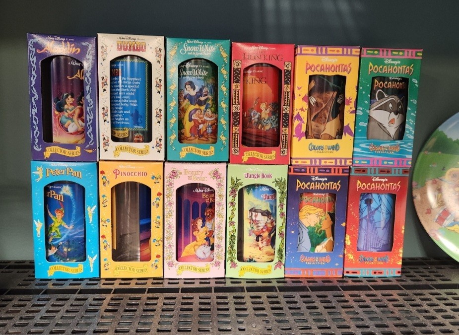 1994 Walt Disney Collector Series Cups Glasses Burger King Complete Set of 12
