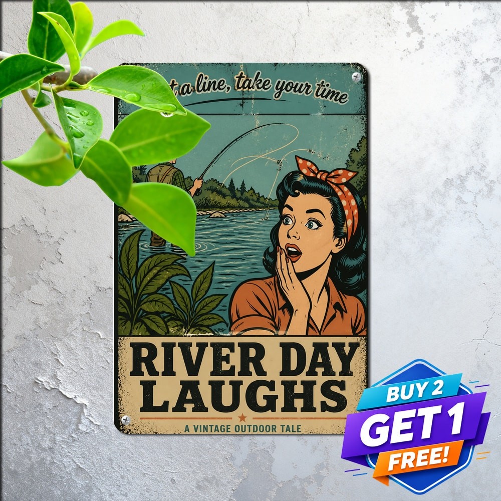 Fish Naked Outdoor Beach Humor Metal Tin Sign Vintage Wall Decor Plaque 8x12