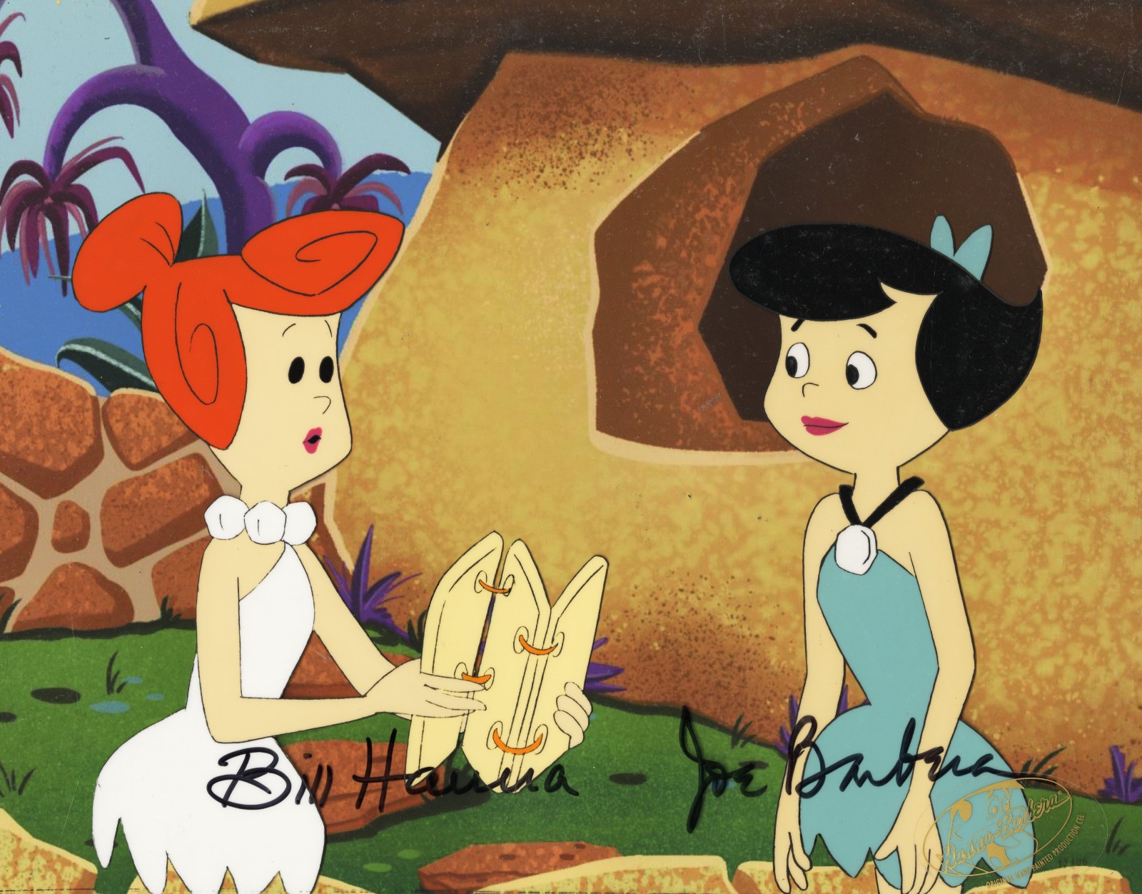 Flintstones-Wilma/Betty-Original Prod Cel-Jetson's Meet Flintstones Signed 2x's