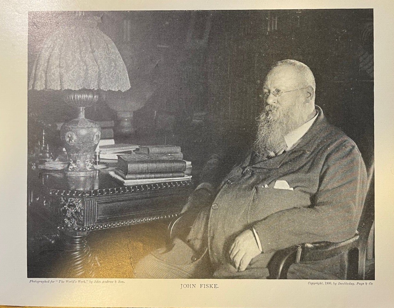 1901 Vintage Magazine Illustration Historian John Fiske