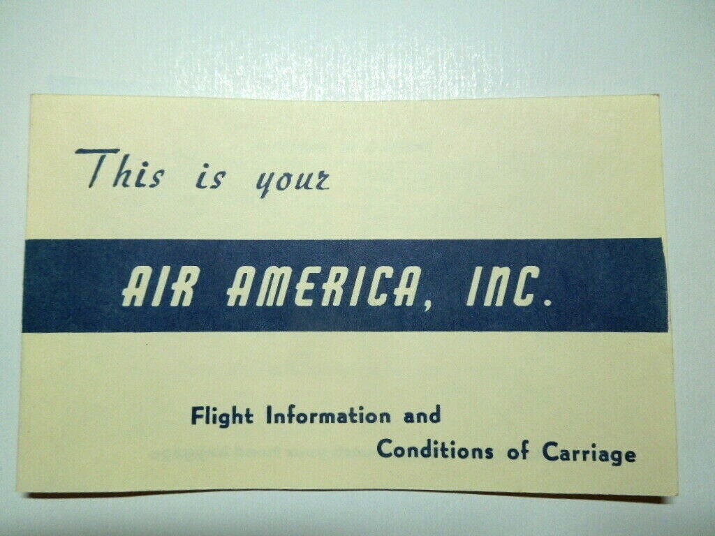 Original 1968 Air America Flight Information and Conditions of Carriage Handout 
