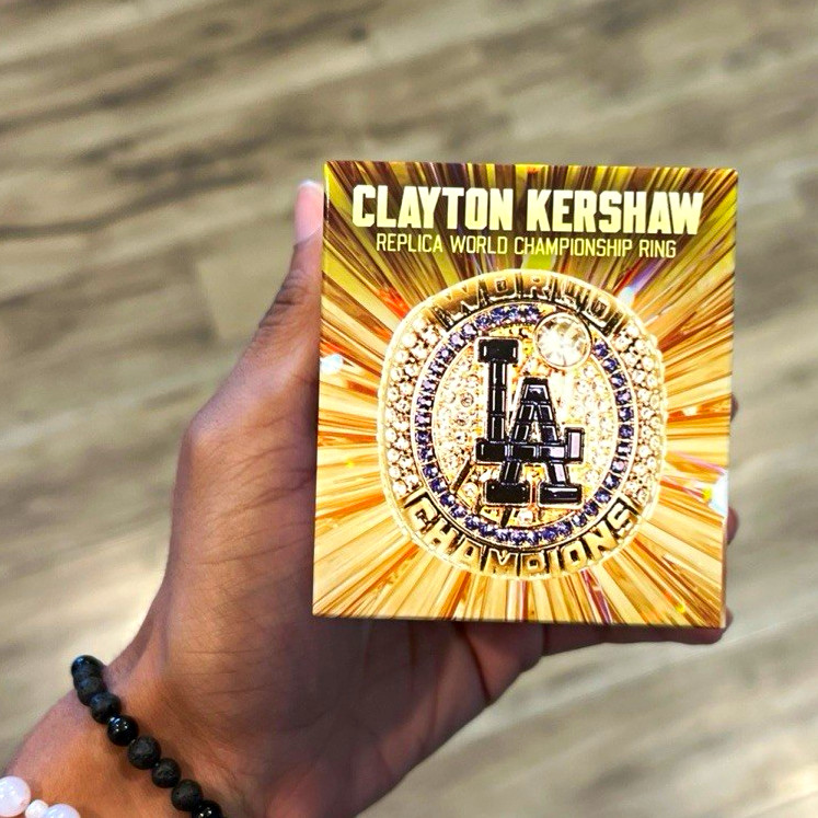 KLOANZ Inc. Clayton Kershaw Dodgers 2020 World Champions Replica Ring Gold/Blue