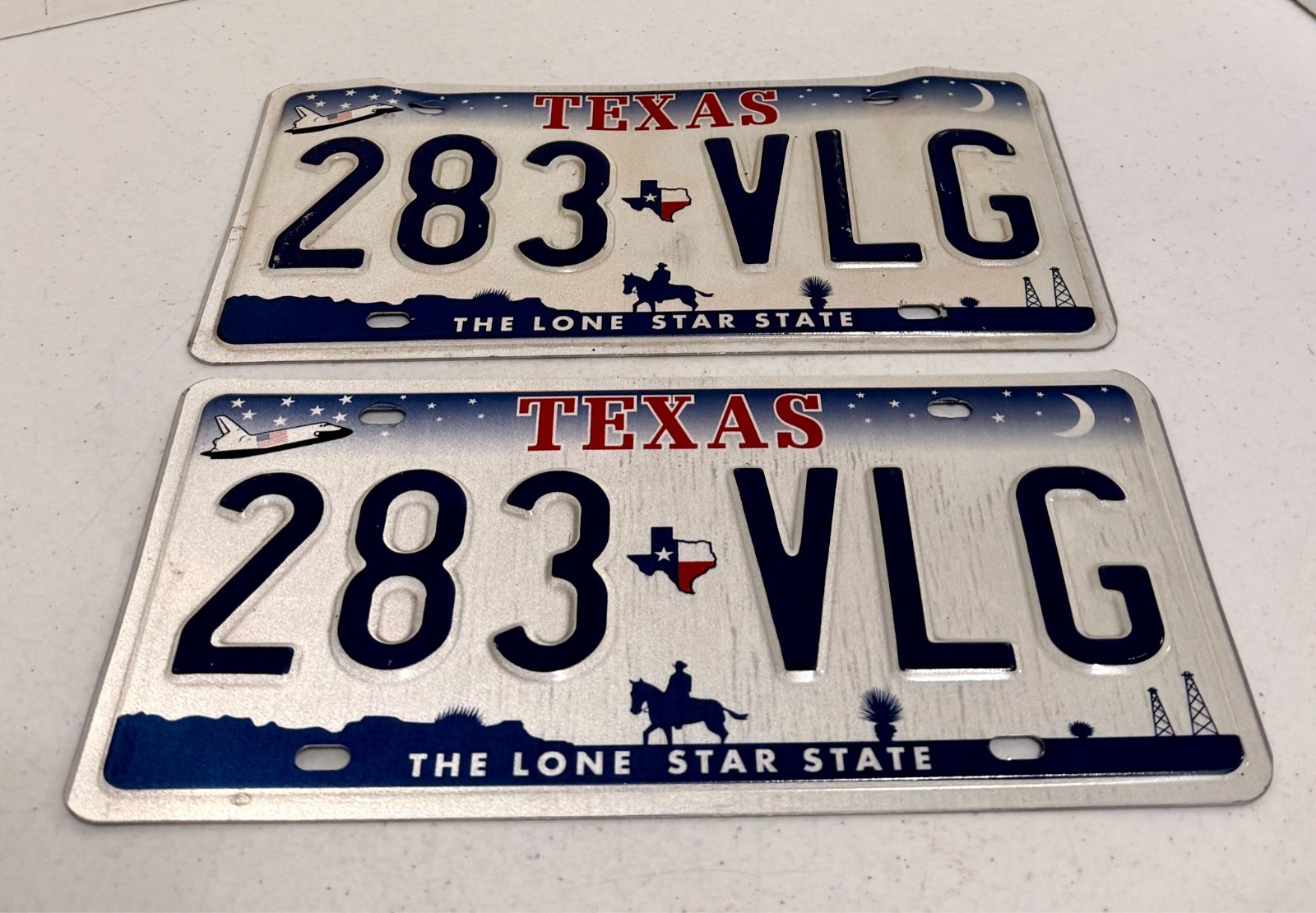 Vtg Collectable State License Plate Front Back Texas Cowboy Lone Star 283-VLG