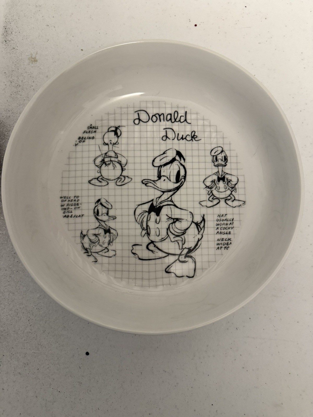 Disney Donald Duck Sketchbook Dinner Bowls 8.5 Inches Sketch 