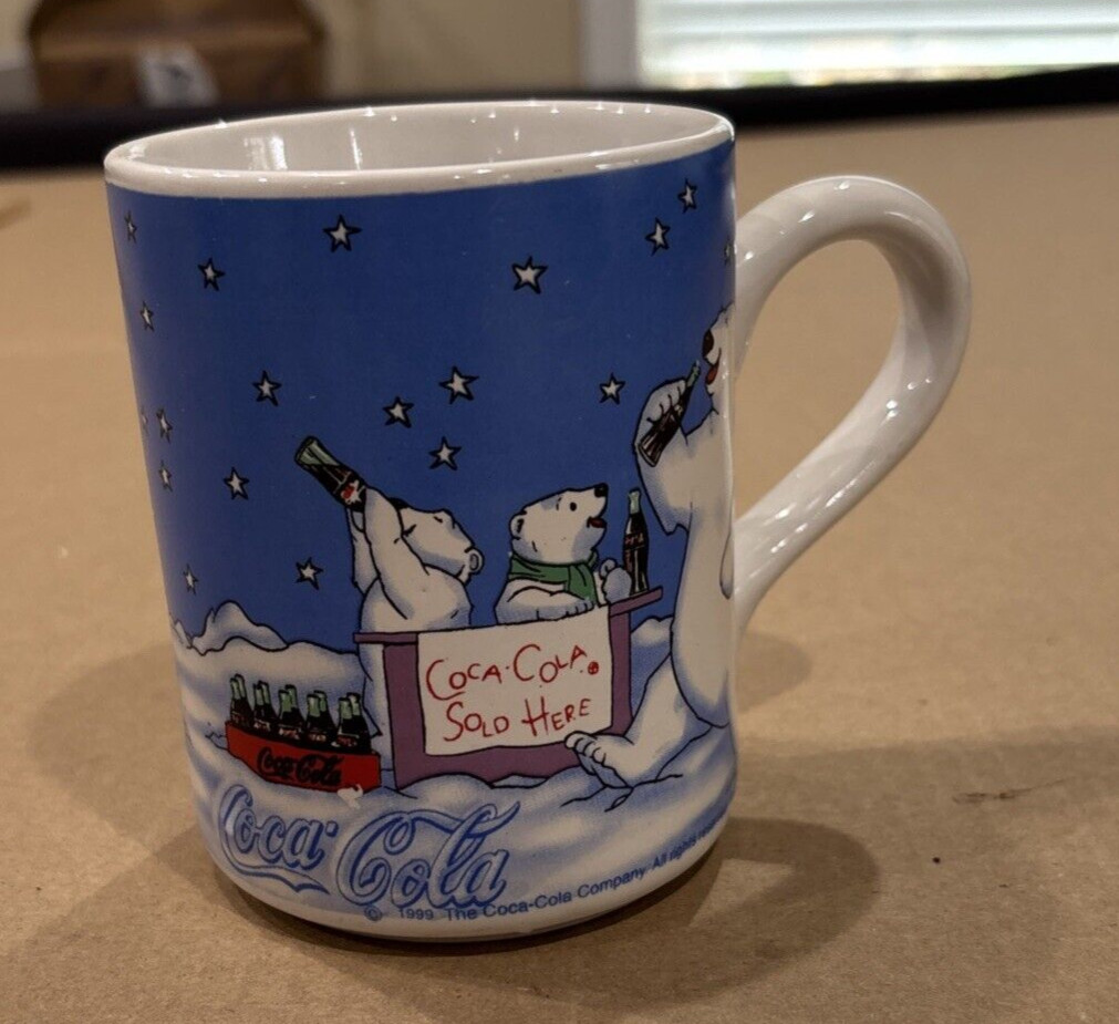 Vtg 1999 Coca Cola Coffee Mug Coke Polar Bear Cup Collectible Tea Classic Drink