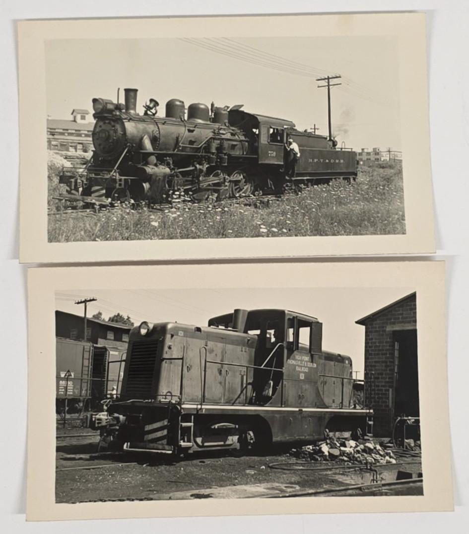 C. 1940s High Point Thomaston & Denton Railroad Locomotive Photo Lot Of 2