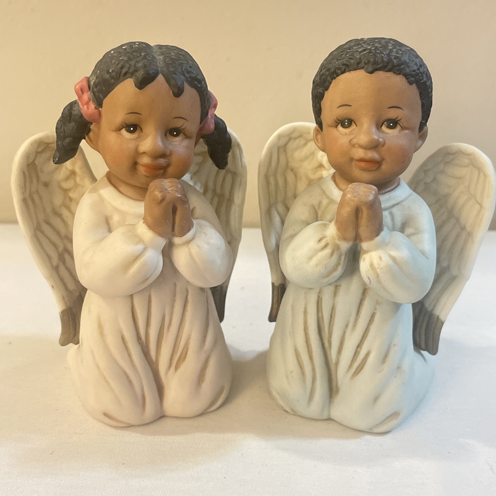 Vtg 1997 Homco Home Interiors Double Blessings African American Angel Set 1445