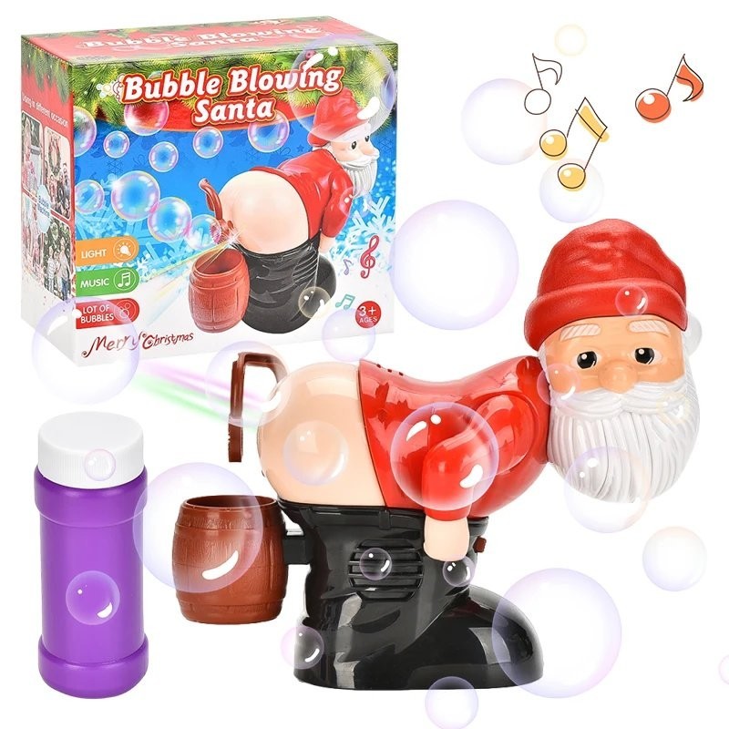 Christmas Santa Claus Farting Bubble Machine Toy Music Light Xmas Gift Kids
