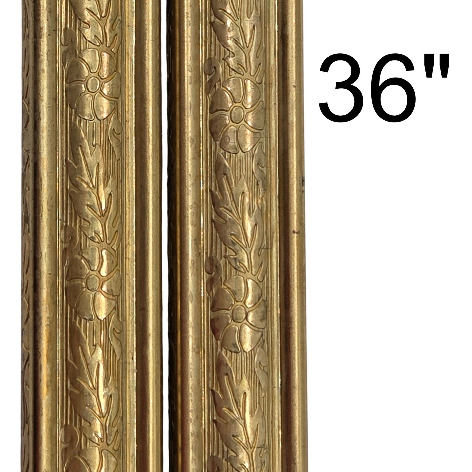 Floral Embossed Square Brass Tubing Pipe Pole Sleeve 36
