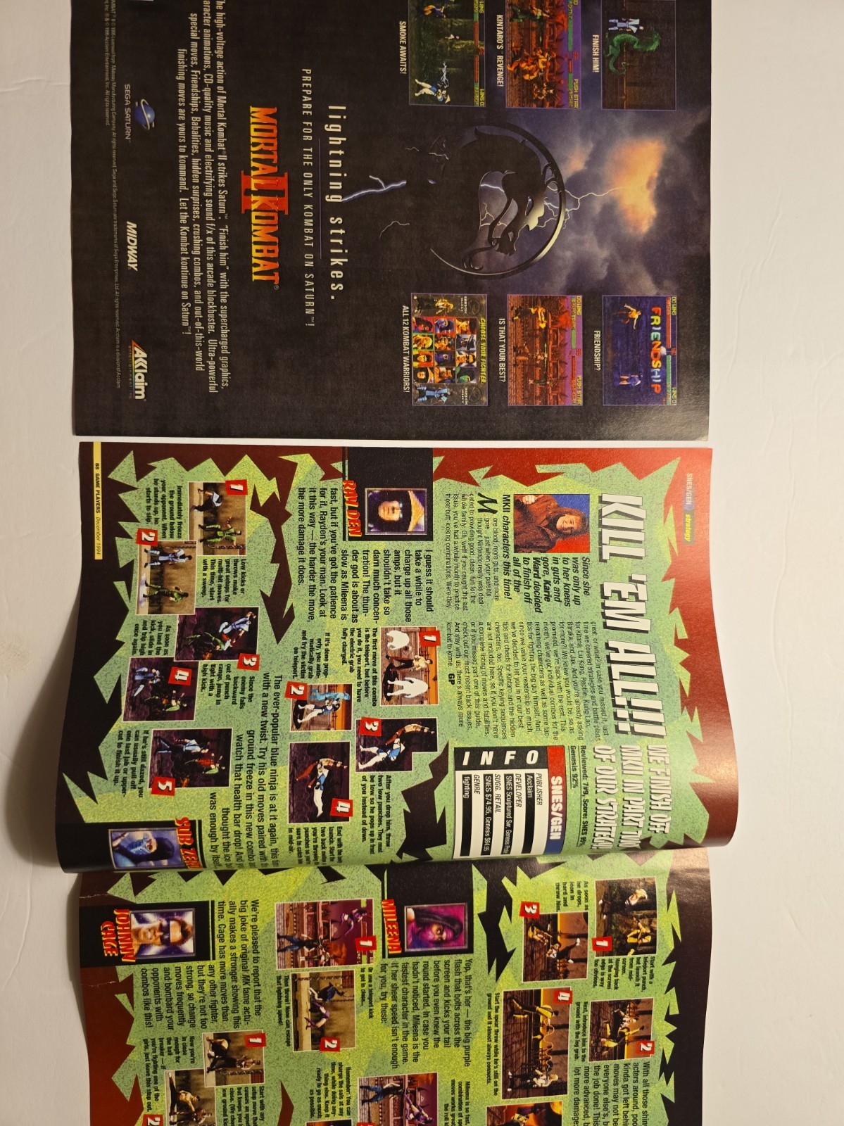 RARE VINTAGE MORTAL KOMBAT II AD LOT SEGA SATURN KONTROL PAD AURA INTERACTOR