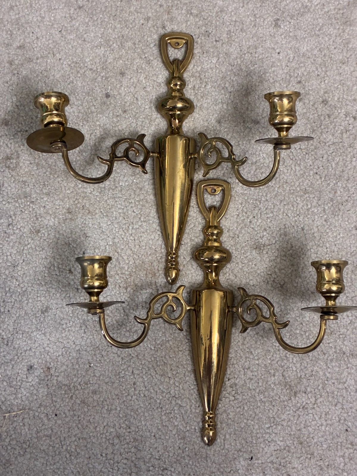 vintage brass candle holders pair wall sconce