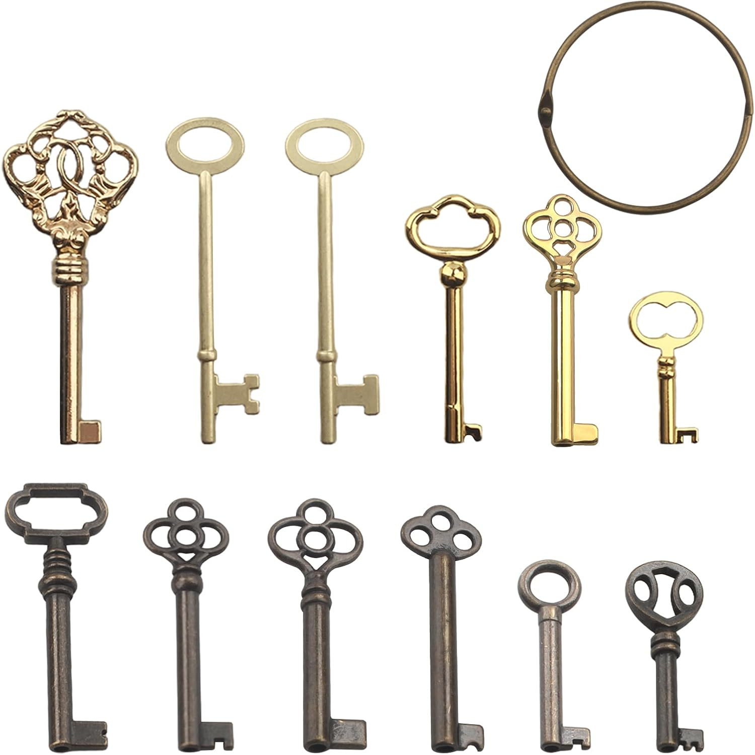 12Pcs Skeleton Key Set, Universal Vintage Keys Kit Hollow Barrel Skeleton Key