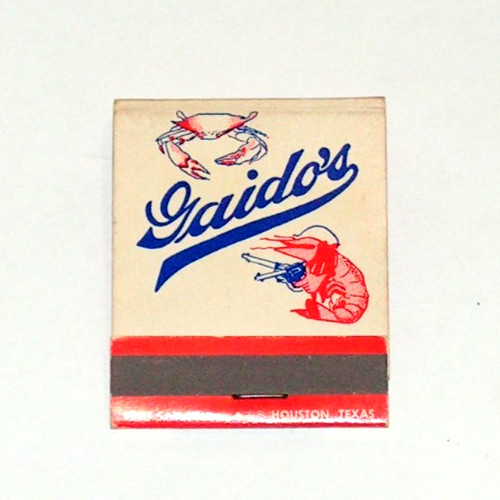Vintage NOS Gaido's Restaurant FULL Matchbook Houston & Galveston TX