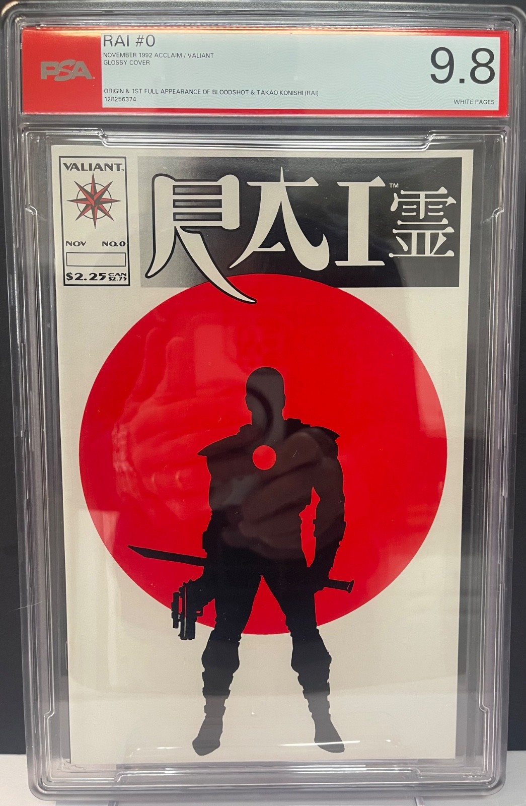 Rai #0 Glossy Version 1992 PSA 9.8 Bob Layton 1st Full App Bloodshot White Pages