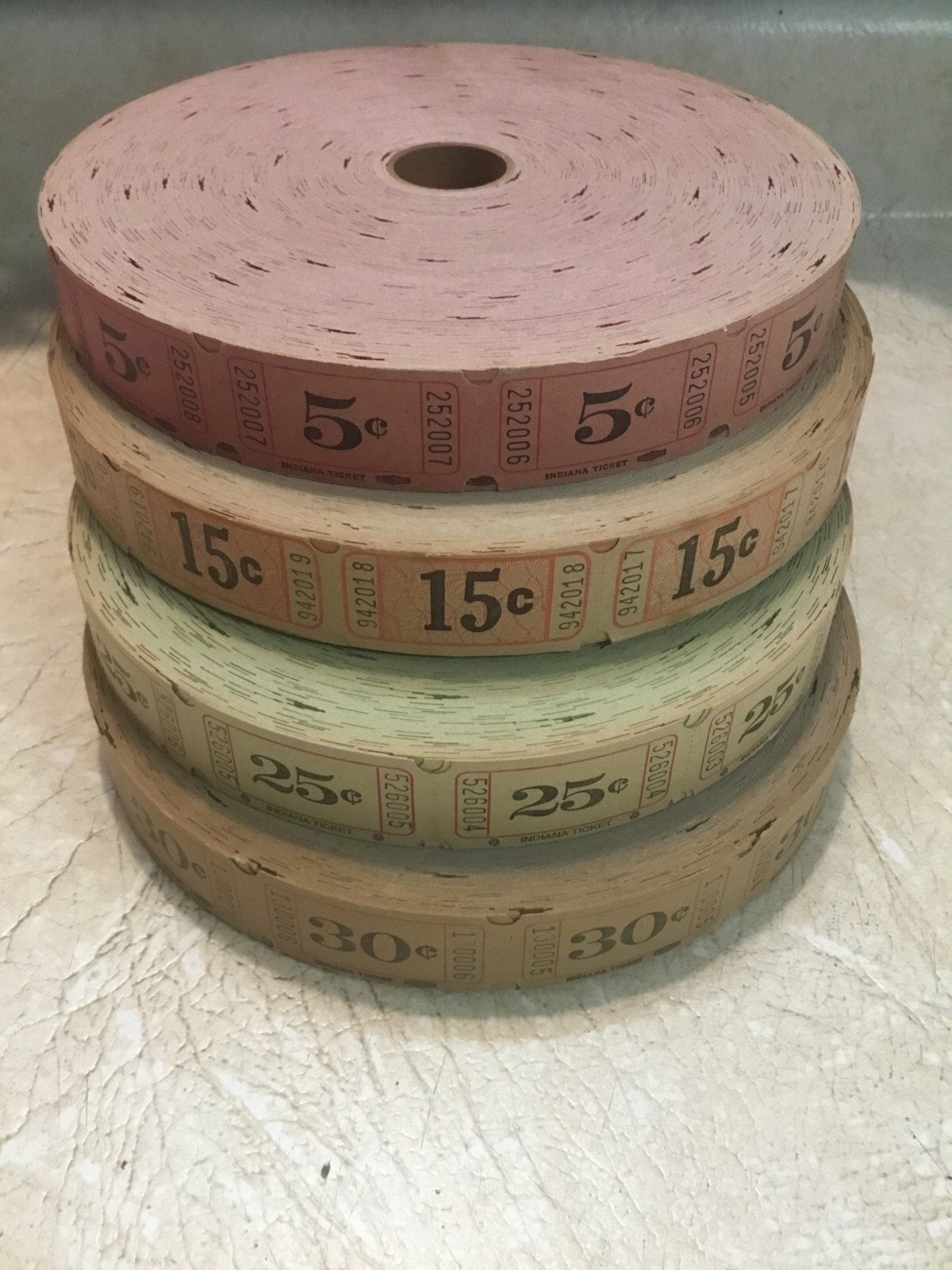 4 Vintage/antique amusement park ticket Roll 5 15 30 25 Cent Ticket New Lot Of 4