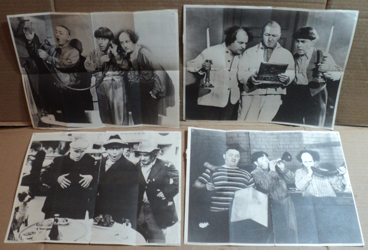Lot of 4 Three Stooges 1977  Post Super Sugar Bear Crisp Cereal 11 x 14\