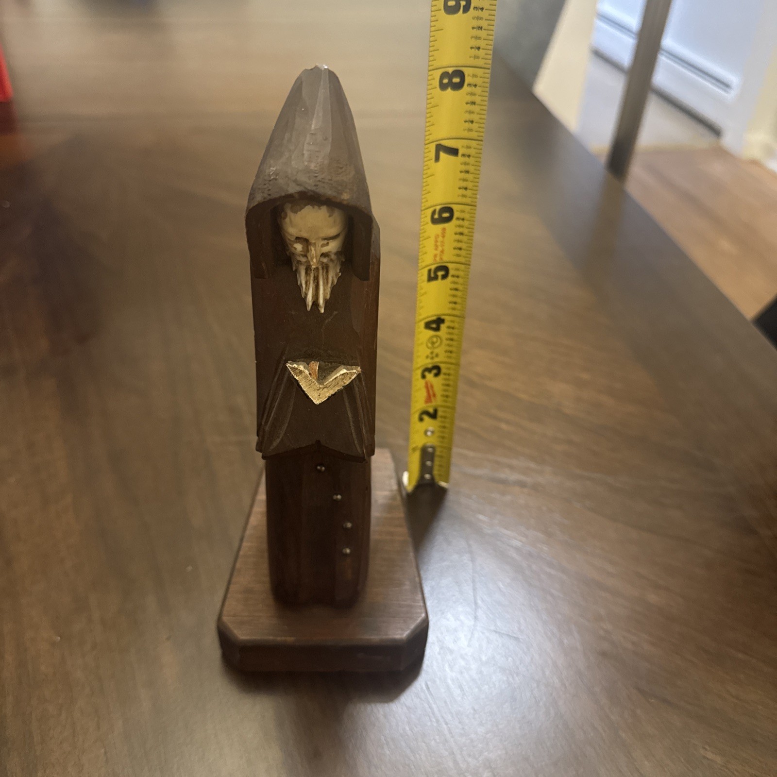 Vintage Hand Carved 9 Inch Wooden Monk with Bible