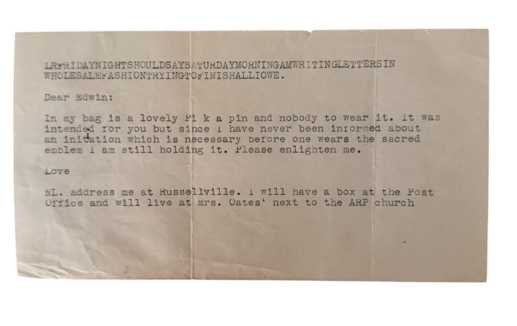 1930’s Pi Kappa Alpha Letter About A Pin For Edwin