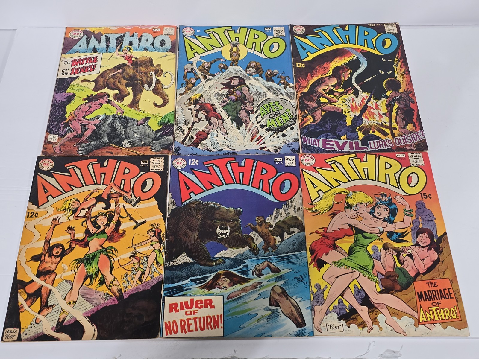 ANTHRO # 1 2 3 4 5 & 6 DC COMICS 1968 1969 READER COPIES GD- GD