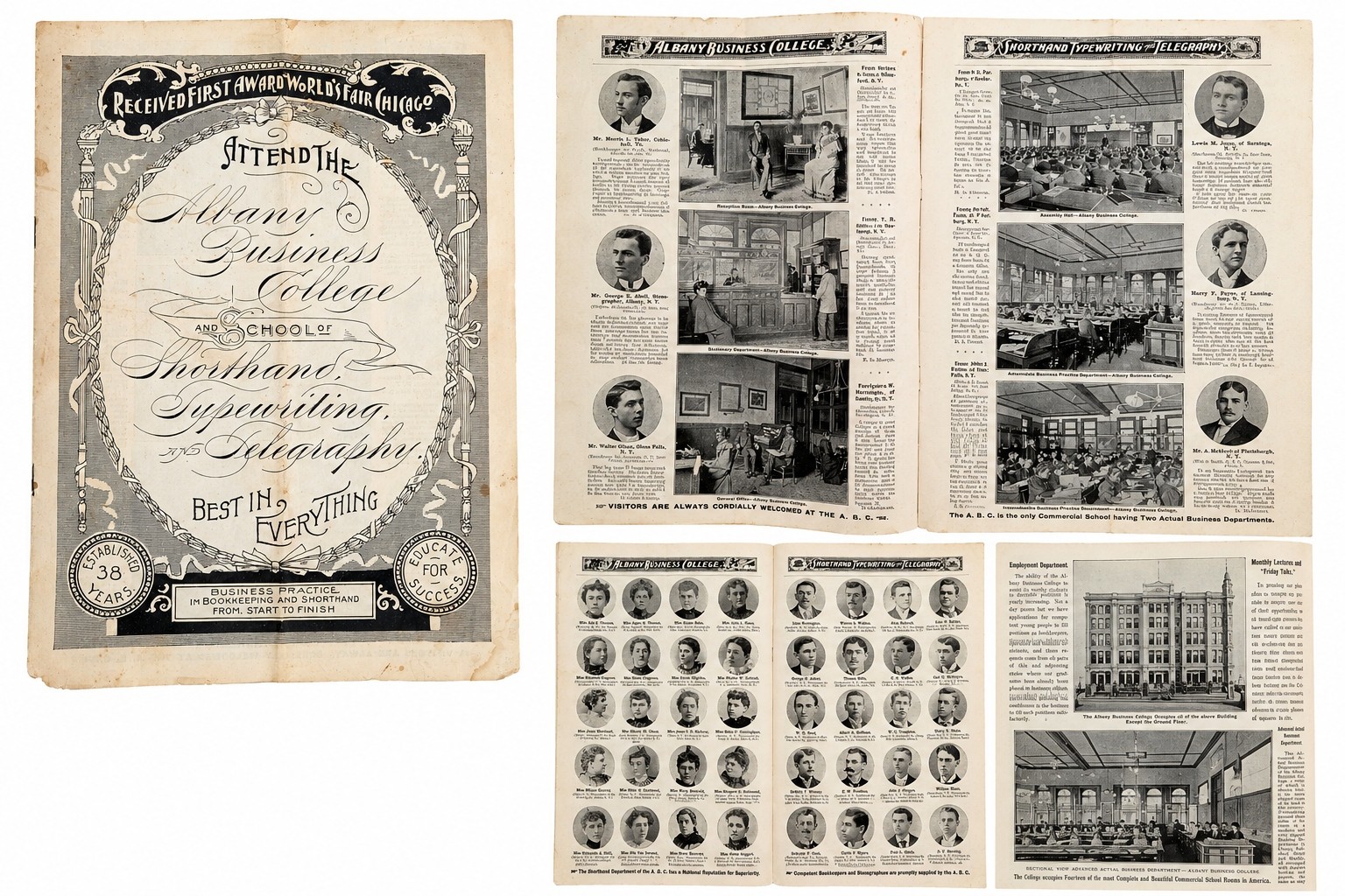 1895 antique ALBANY BUSINESS COLLEGE ny CATALOG shorthand typewriting telegraphy