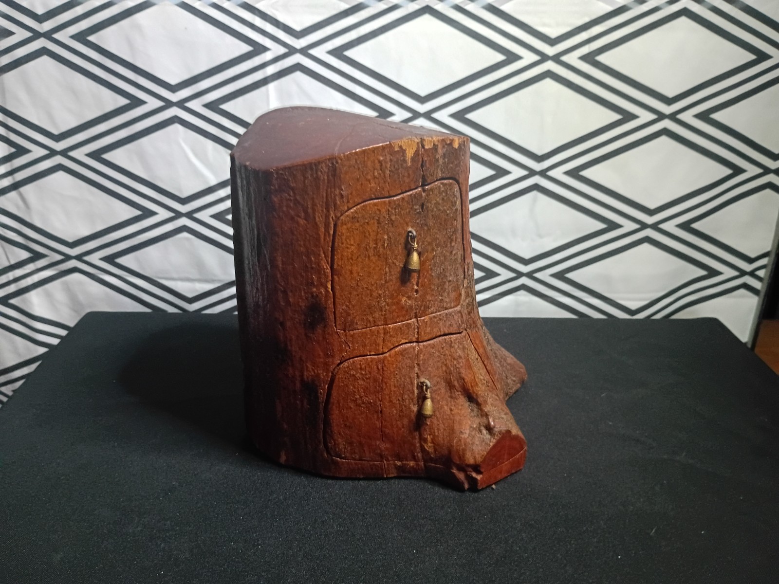 vintage hand carved trinket box one of a kind 2 drawer