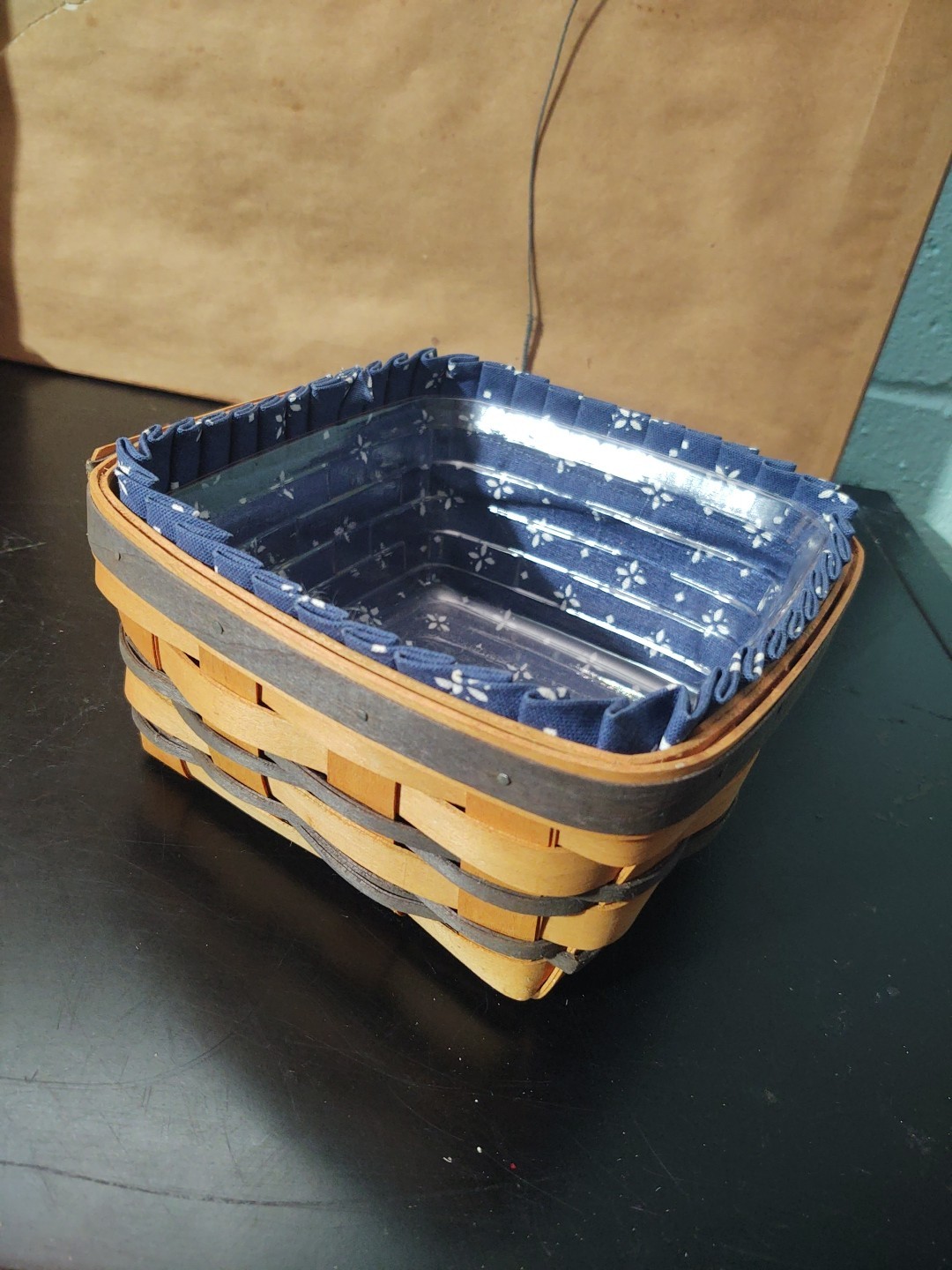 Vintage 1996 Longaberger  Woven Basket with Plastic Liner