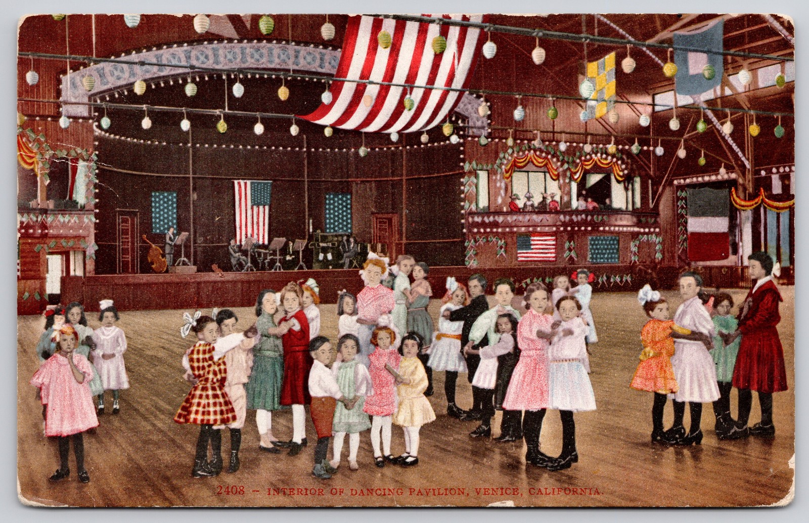 Venice California CA Dancing Pavilion Interior Children Postcard c1910s