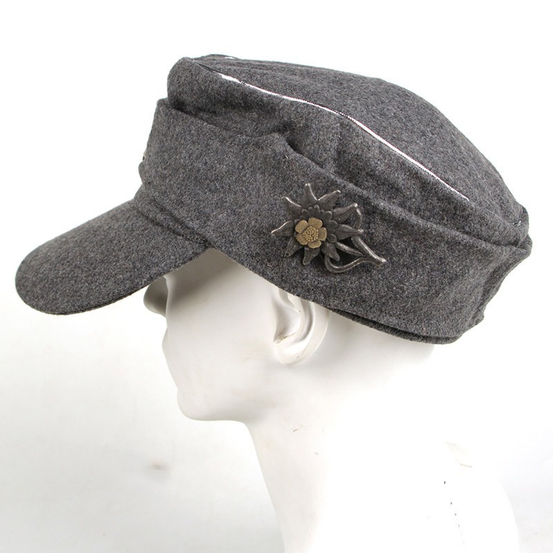 7 3/8 WW2 German M43 Hat with Edelweiss Badge INSIGINIA GRAY