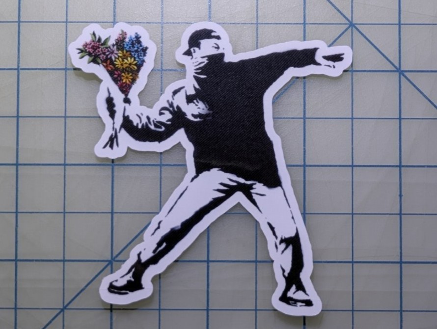Banksy Flower Thrower Decal - Waterproof UV Laminated 4 year Outdoor