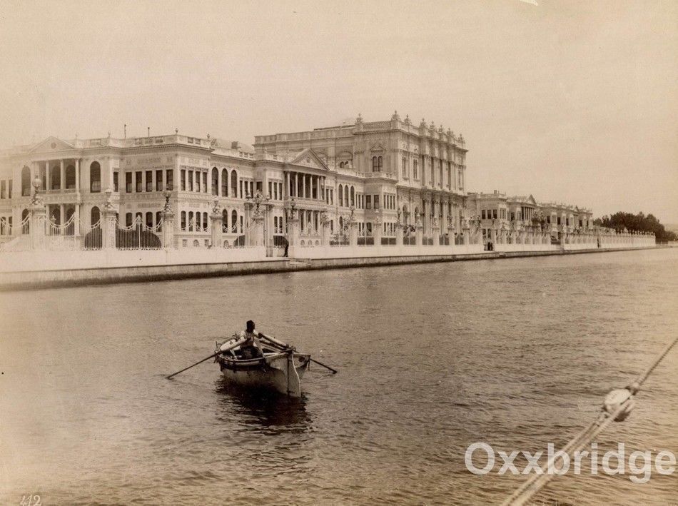 Constantinople Ottoman Empire 1880 Photo Fort Dolmabahce Palace Row Boat Palace