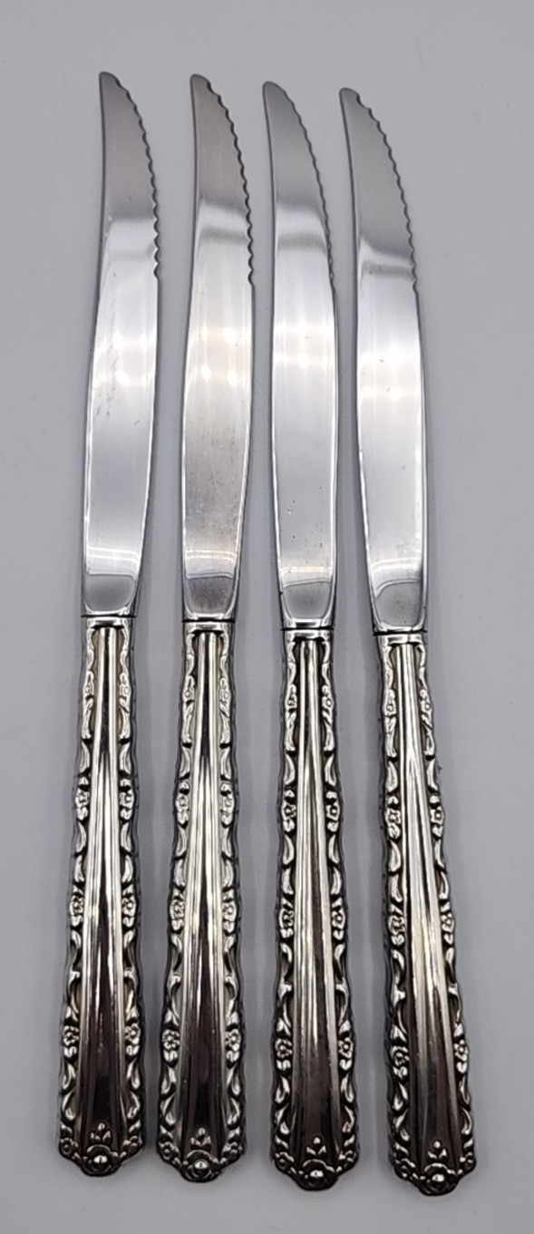 4 Oneida Cherie Individual Steak Knives Hollow Handle Serrate Blade 9