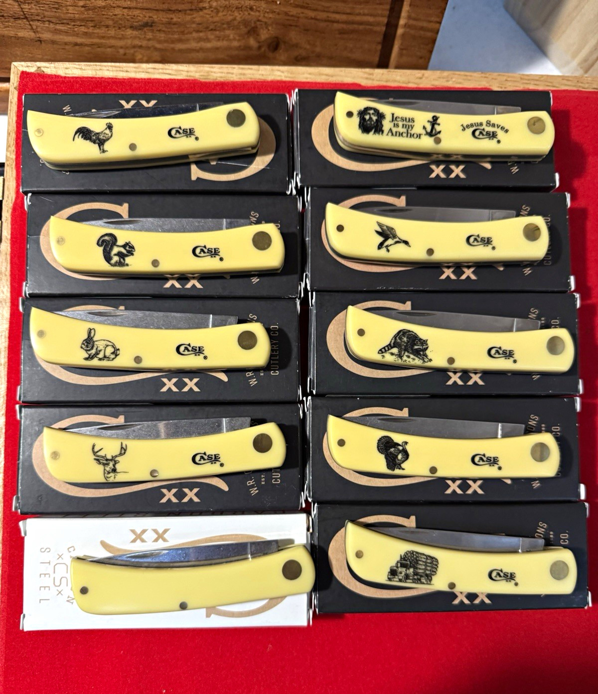 Case Mixed Lot 10 Yellow Synthetic Pocketknives SS Clip Point Slipjoint 2019