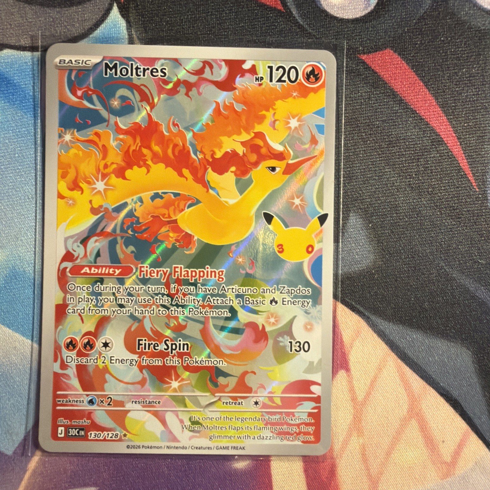 Pokemon TCG: 30th Celebration - Moltres 130/128 - Illustration Rare