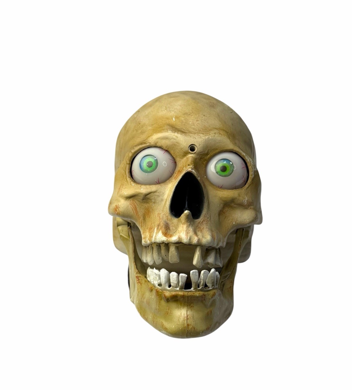 Vintage Gemmy Halloween Animated Scary Skull Eyes Light & Move Jaw Moves Talks