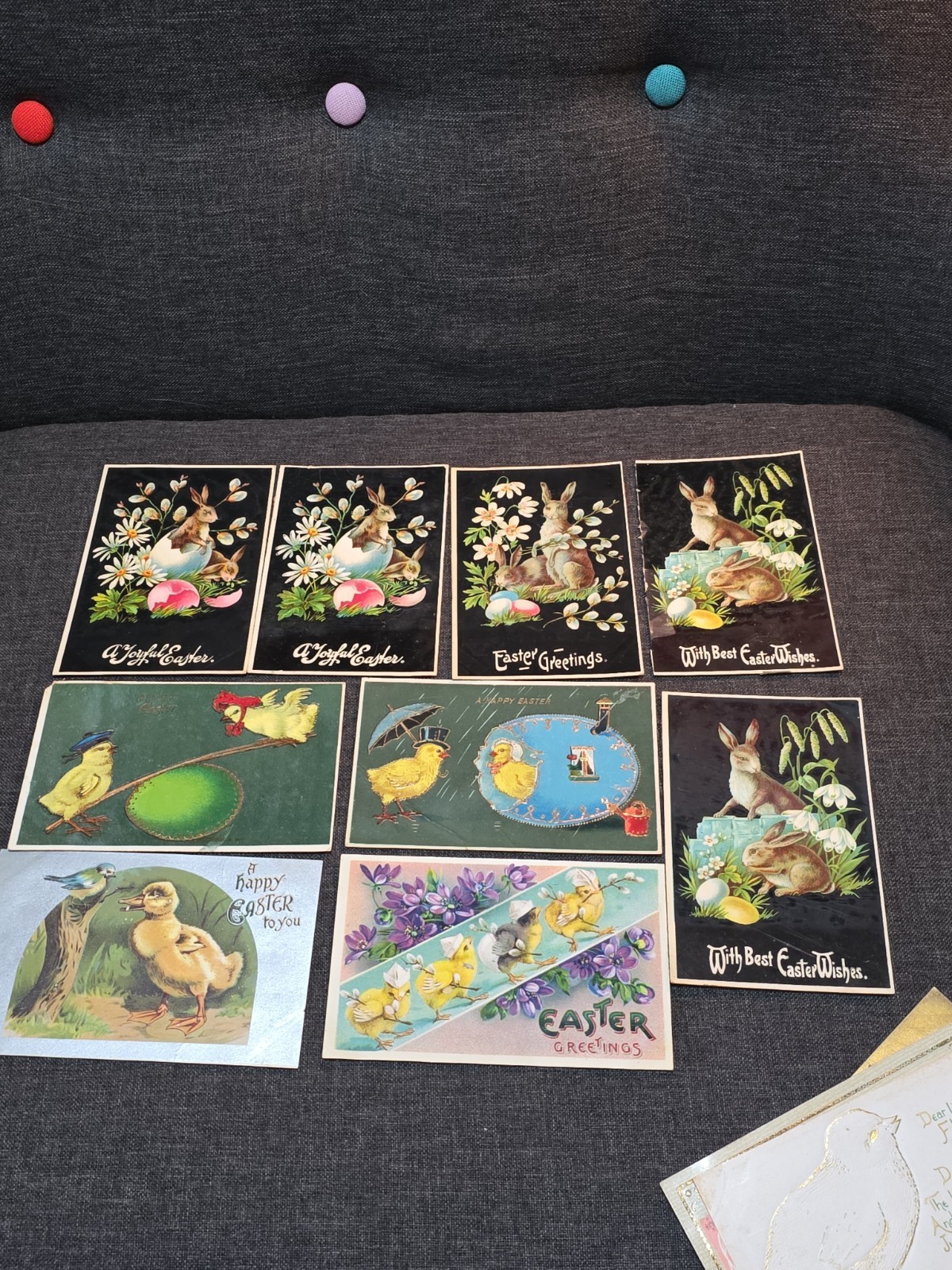 Lot of 17 Antique~1900's~POSTCARDS  Easter BUNNIES CHICKS EMBOSSED 