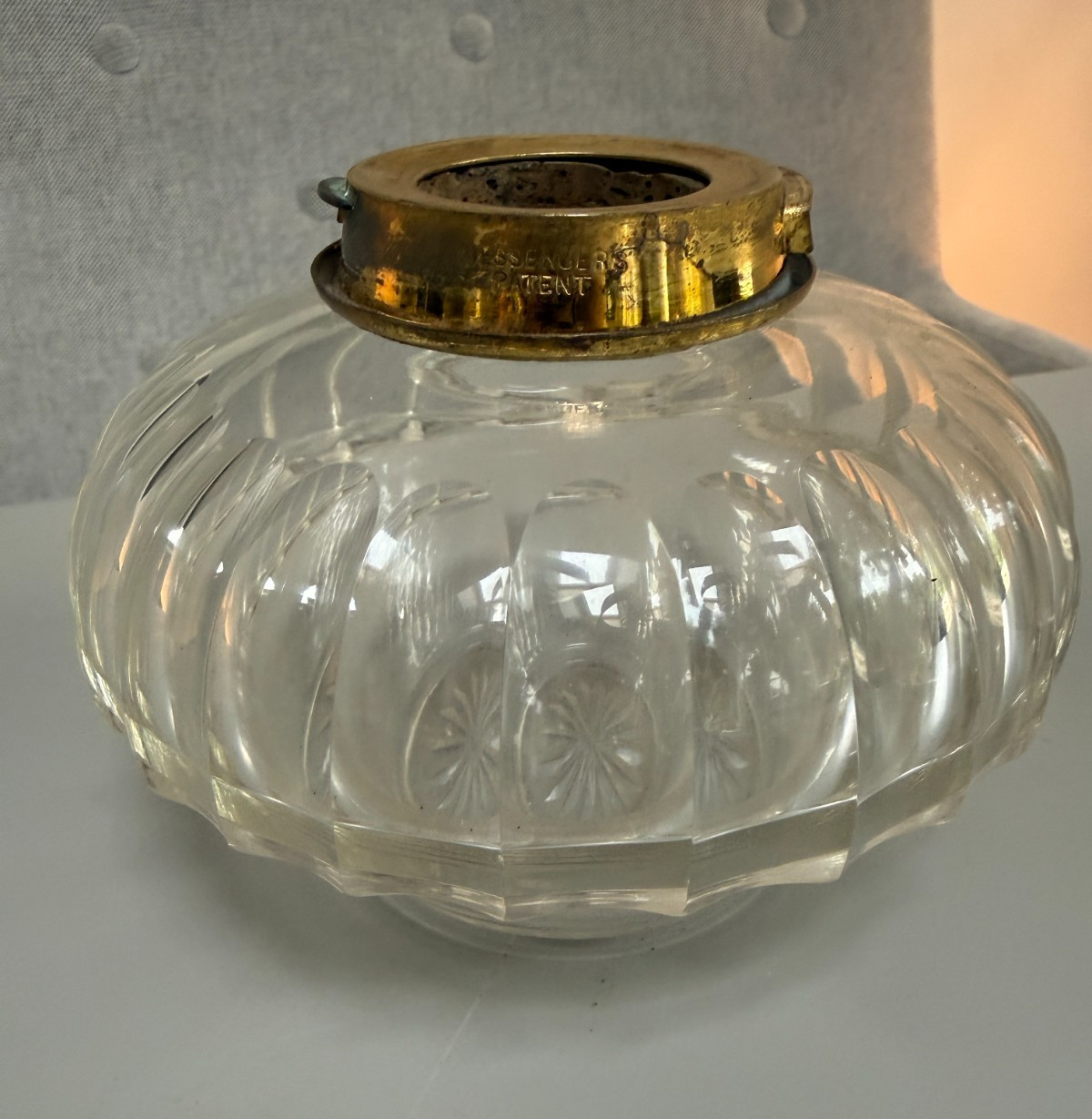 antique baccarat cut glass drop in oil lamp font Messenger NO OIL NO CHEMICALS